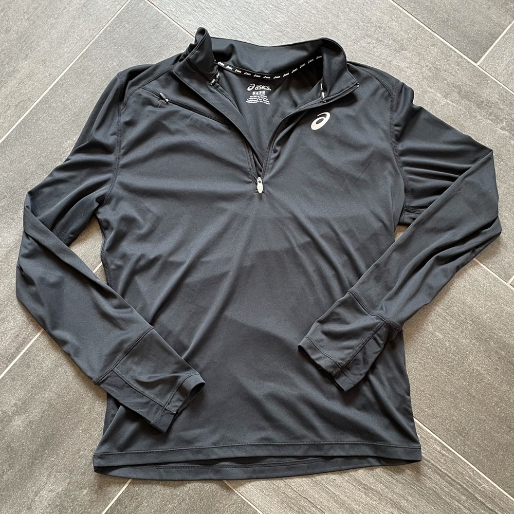 ASICS Performance 1/4 Zip Black Shirt - M EUC